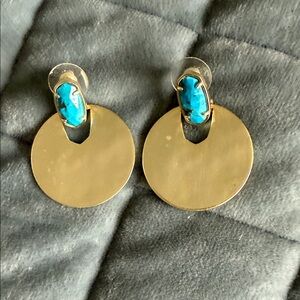Kendra Scott Gold and Blue Statement Earrings